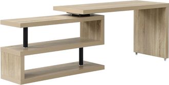 Vente-Unique Escritorio extensible - MDF - Color: roble - Tablero pivotante 360&deg; - NICEPHORE II