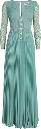 Self Portrait Green Embellished Maxi Dress Size XS