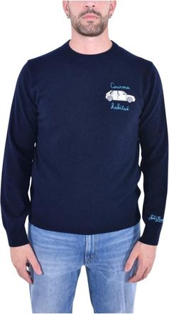 MC2 Saint Barth Elegant Crew Neck Sweater - Heren - Ronde hals truien - Blauw - S - Wol - Truien & Vesten