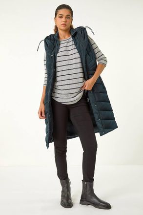Roman Chevron Quilted Hooded Gilet