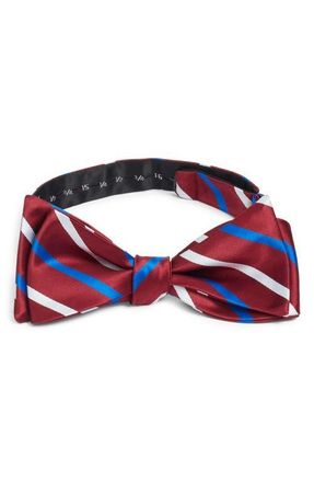 Clifton Wilson Stripe Silk Bow Tie in Maroon at Nordstrom