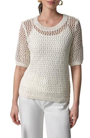 DKNY Open Knit Crewneck Sweater in Cream at Nordstrom, Size X-Small