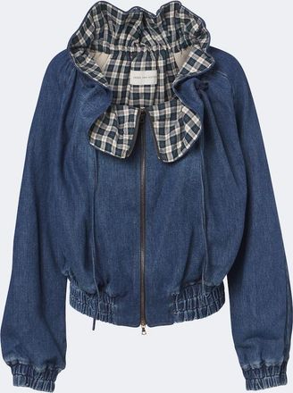 Dries Van Noten Checked ruffled denim jacket