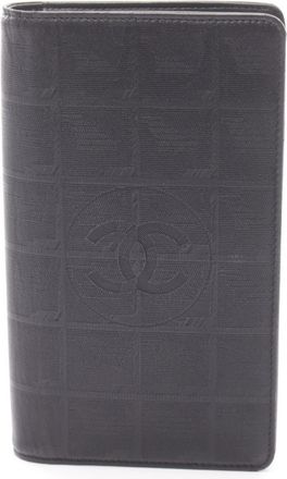 Chanel Black Leather Nylon Canvas Long Wallet (Bi-Fold) (Pre-Owned)