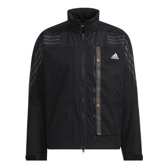 adidas Th 99 Pro Wvjk Solid Color Stripe Casual Sports Hooded Jacket Black HE9909