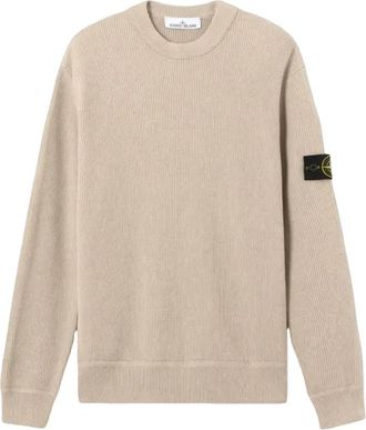 Stone Island Gebreide trui met ronde hals - Heren - Ronde hals truien - Beige - L - Katoen - Truien & Vesten