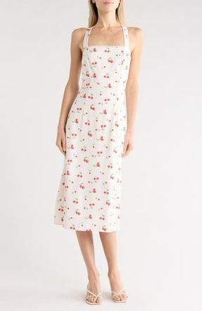 West K Scallop Trim Midi Dress in White Cherry at Nordstrom Rack, Size X-Large