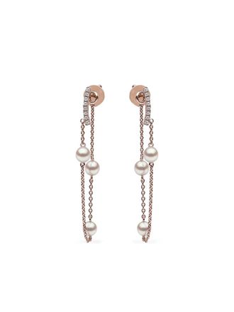 Yoko London 18K rose gold freshwater pearl and diamond earrings - women - 18kt Rose Gold/Freshwater Pearl/Diamond - One Size - Pink