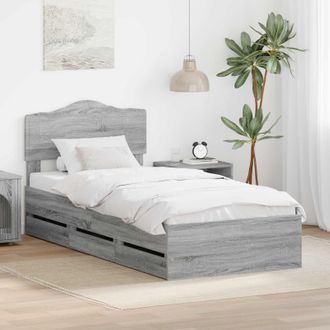 vidaXL Estructura De Cama Gris Sonoma 100 X 200 Cm Madera Ingenieril Vidaxl
