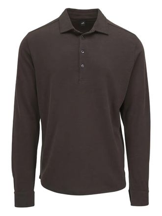 Wahts Edwards buttoned polo shirt - men - Lyocell/Wool - L - Brown
