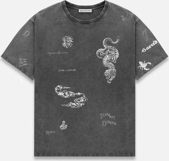 Duke + Dexter Duke + Dexter, Mens PD Sketch Washed Grey T-Shirt, Size XXL