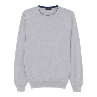 Fay Round-neck Knitwear, male, Gray, Size: L Cotton Crew Neck Sweater Grey