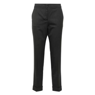 Etro Straight Trousers, female, Black, M, Stretch Wool Cropped Trousers