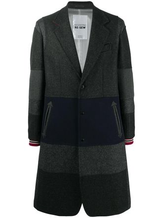 Valentino Garavani horizontal-stripe single-breasted coat - Grey