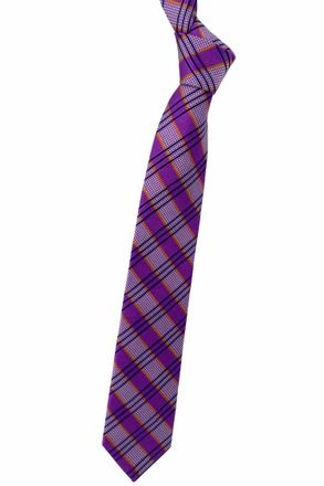 Robert Talbott Mens Houndstooth Plaid Woven Silk Tie In Purple, Orange And Navy