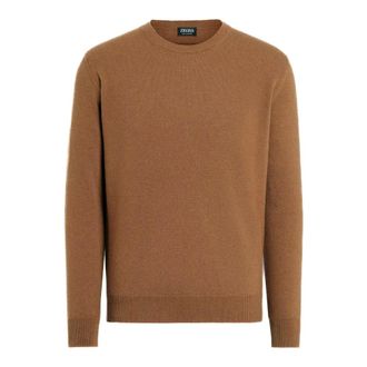 Ermenegildo Zegna Cashmere Knitwear, male, Brown, Size: 4XL Maglia girocollo in Oasi Cashmere