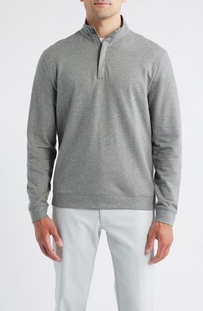Johnnie-O Rubin Herringbone Quarter Zip in Charcoal at Nordstrom, Size Medium