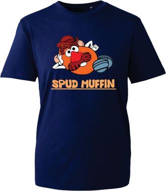 Generic Spud Muffin Funny Graphic T-Shirt - Playful Cartoon Potato Character Shirt Cute Humorous Gift for Food Lovers (Navy, 2XL Years)