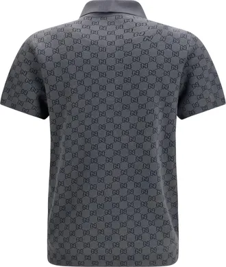 Gucci Mens Gg Jacquard Wool And Silk Polo Shirt New Grey-Rock Ovis Aries Grey/rock Aries; T-shirts Polos