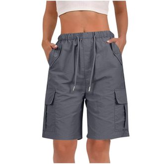 Generic Cargo Shorts Women UK Sale Clearance, Ladies Bermuda Shorts Baggy Short Cargo Pants with Multiple Pockets Summer Drawstring Elasticated Waist Half Pan