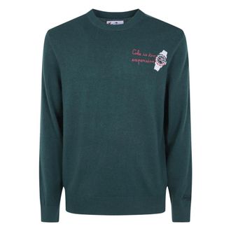 MC2 Saint Barth Watch Geborduurde Trui met Ronde Hals - Heren - Truien - Groen - Maat: S Wol