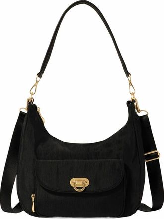 Baggallini Coastal Flip Lock Half Moon Bag in Black With Gold Hardware at Nordstrom