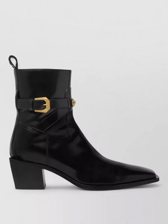 Versace stylish ankle strap block heel boots