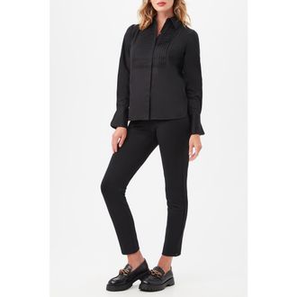 Trina Turk Delancey Tuxedo Button Up Top in Black at Nordstrom, Size X-Large
