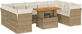 vidaXL Juego De Sof&aacute;s Jard&iacute;n Con Cojines Beige 10 Pzas Rat&aacute;n Sint&eacute;tico Vidaxl