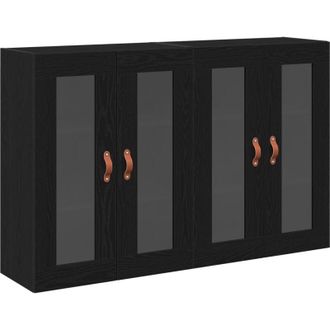 vidaXL Wall Mounted Cabinet 2 pcs Black oak 69.5 x 34 x 90 cm Vidaxl