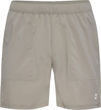 Hummel Trainingsshorts HUMMEL HMLPULSE WORKOUT SHORTS, Damen, Gr. XXL (44), N-Gr, rock ridge, Obermaterial: 100% Polyester, Hosen Trainingsshorts, aus gewebt