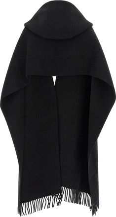 Brunello Cucinelli Wool and Cashmere Knit Hooded Scarf - Black