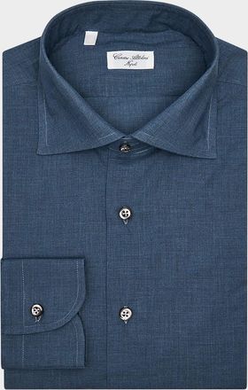 Cesare Attolini Mens Cotton Melange Spread-Collar Sport Shirt