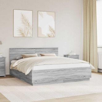 vidaXL Estructura De Cama Con Cabecera Gris Sonoma 200 X 200 Cm Vidaxl