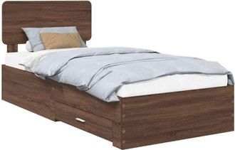 vidaXL Estructura De Cama Con Cabecera Roble Marr&oacute;n 100 X 200 Cm Vidaxl