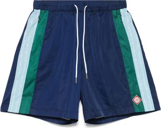 Casablanca Blauwe geplooide shorts met trekkoord en zakken - Heren - Korte Broeken - Blauw - L - Polyester - Korte Broeken