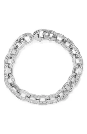 Melinda Maria Ashley Cubic Zirconia Chain Link Bracelet in Silver-White at Nordstrom, Size 7.5