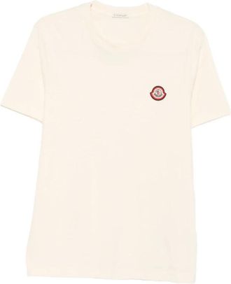 Moncler Logo Katoenen Jersey T-shirt - Heren - T-shirts - Beige - L - Katoen - Tops