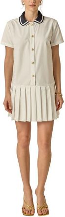 English Factory Crochet Collar Pleated Minidress in White at Nordstrom, Size X-Small