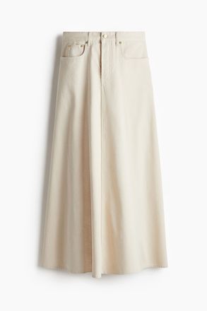 H&M Ausgestellter Denimjupe - Cremefarben