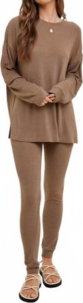 Wishlist Two Piece Comfy Slub Set In Mocha