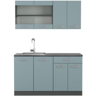 Vicco Cocina Vers&aacute;til R-line, Gris Azulado/antracita, 140 Cm, Et Antracita