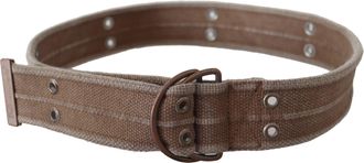 Dolce & Gabbana Womens Beige Leather Logo Belt Sling Cintura Buckle Cotton - Size 100 cm