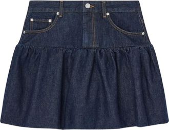 Ganni Rokken, Dames, Blauw, S, Denim, Denim Bubble Skirt