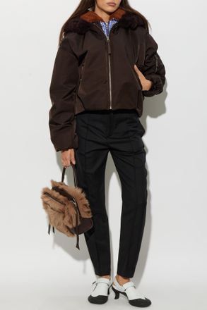 Loewe Padded Hooded Jacket, Womens, Brown