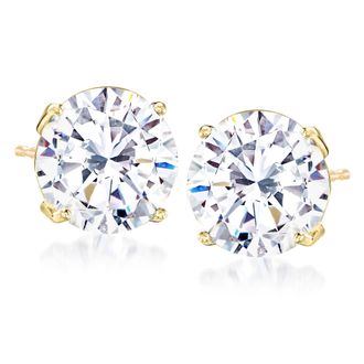 Ross-Simons CZ Stud Earrings in 14kt Yellow Gold