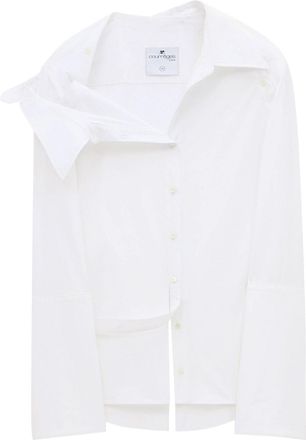 Courrèges Modular asymmetric poplin shirt - women - Cotton/Elastane - 38 - White