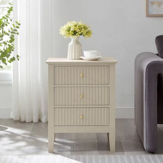 Melody Maison 3 Drawer Bedside Table - Hales Taupe Range