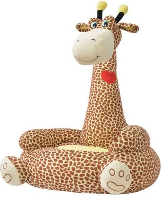 vidaXL Silla De Peluche Para Ni&ntilde;os Jirafa Marr&oacute;n Vidaxl