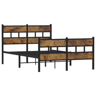 Berkfield Home Metal Bed Frame without Mattress Smoked Oak 120x190 cm Small Double in Brown